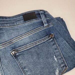 Judy Blue Wide Leg Jeans Women 7/28 Blue Excellent Distressed High Rise Stretch